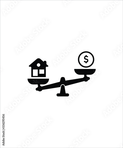 business flat icon,scale with home and money flat icon.