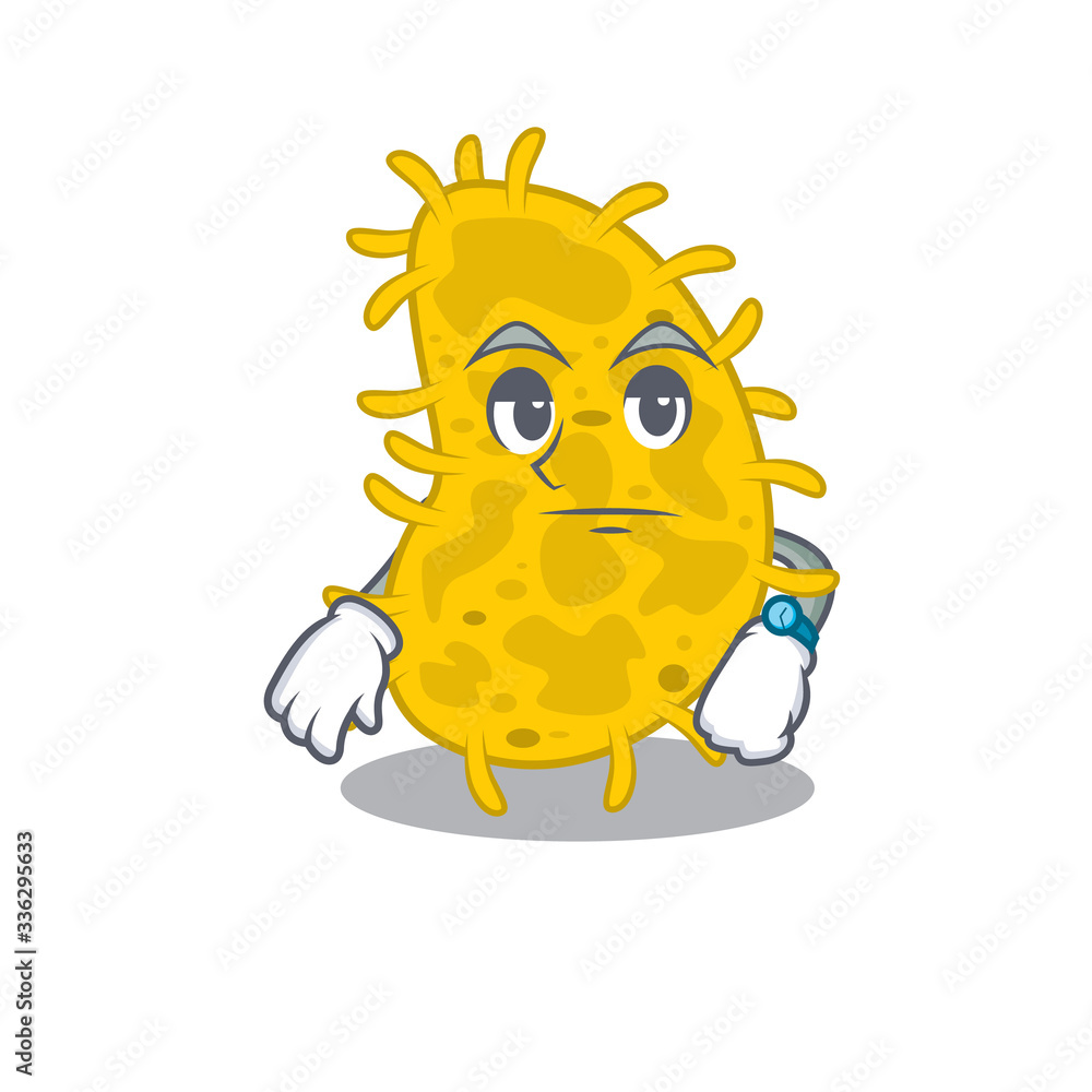 Mascot design of bacteria spirilla showing waiting gesture