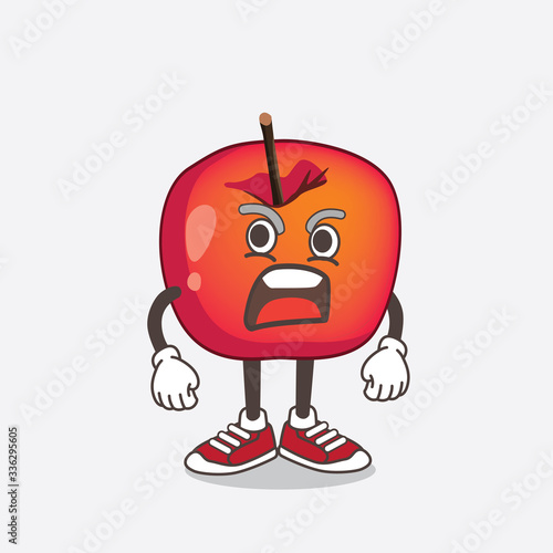 Crab Apple cartoon mascot character with angry face