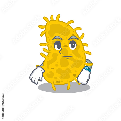 Mascot design of bacteria spirilla showing waiting gesture