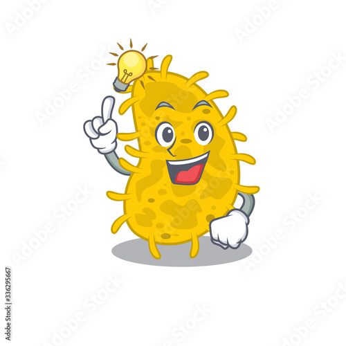 Mascot character design of bacteria spirilla with has an idea smart gesture