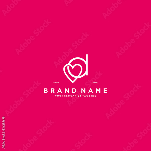 Letter D heart logo icon design vector
