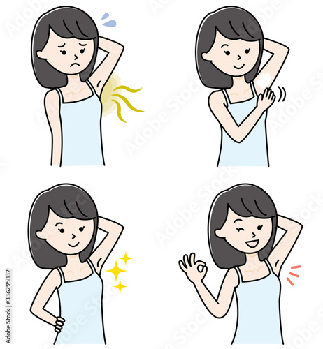 Female set, armpit odor, hair loss, hyperhidrosis