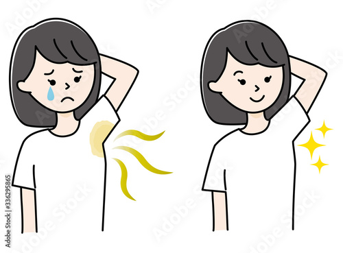 A young woman in a T-shirt worried about aside