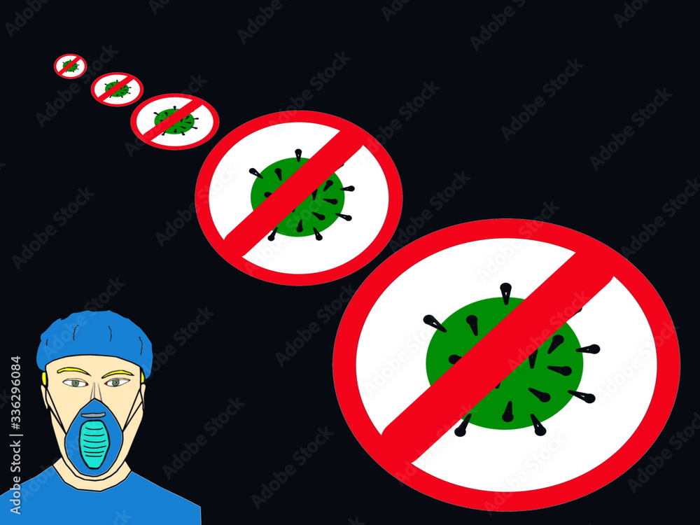Coronavirus. Prevention. Doctor. black background Coronavirus. Prevention. Doctor. black background