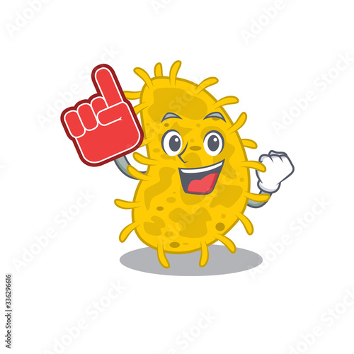 bacteria spirilla presented in cartoon character design with Foam finger