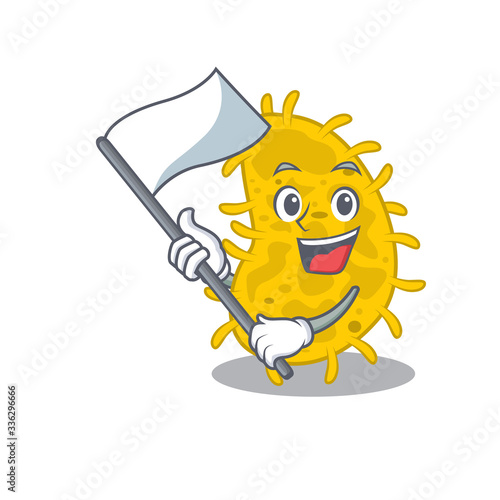 A nationalistic bacteria spirilla mascot character design with flag