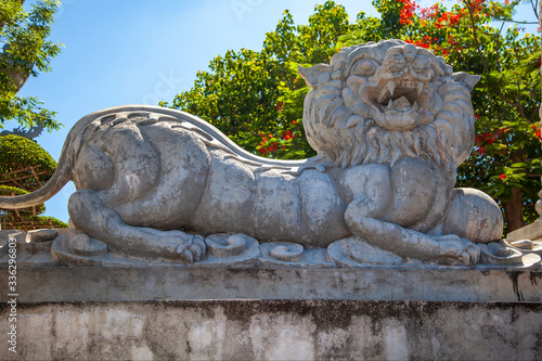 A dragon statue by entrance gate at Linh Ung Pagoda in Da Nang, Vietnam