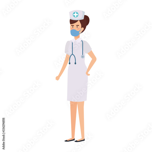 nurse with face mask isolated icon vector illustration design