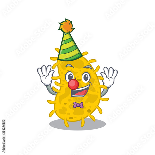 cartoon character design concept of cute clown bacteria spirilla