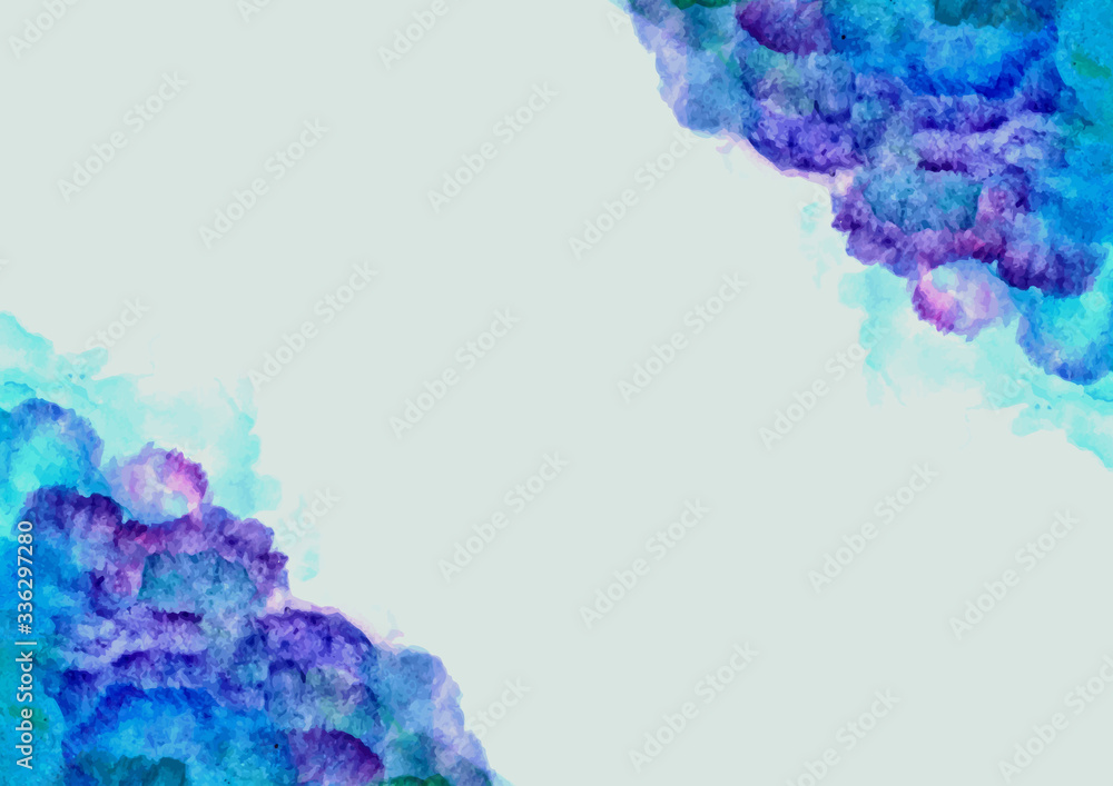 カラフルな水彩の背景素材　雲模様　空模様　青色