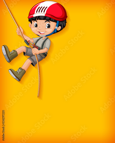 Background template with plain color wall and happy boy