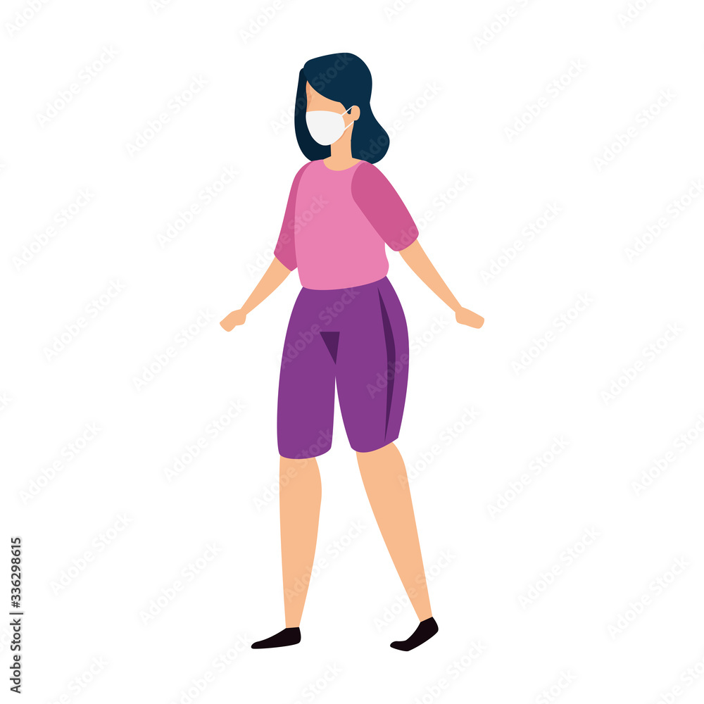 young woman with face mask isolated icon vector illustration design young woman with face mask isolated icon vector illustration design