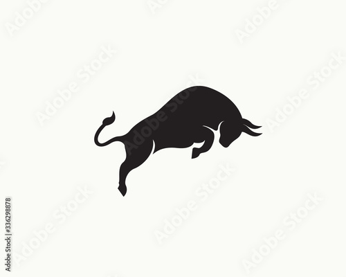 Stylish bull jump high logo design inspiration