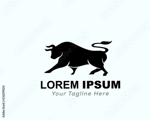 Black bull ready to attack logo design ins inspiration