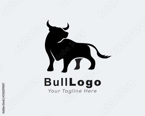 Elegant bull view front logo design inspiration