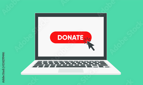 Donate Buttons Set. Help Icon Donation on the laptop