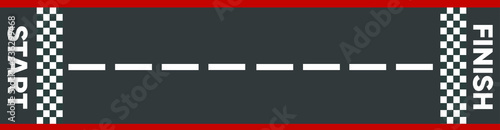 Creative vector illustration of finish line racing background top view. Art design.