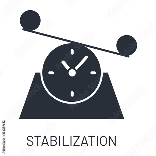 Stabilizer and clock. Time, stabilization period. Vector linear icon isolated on white background.