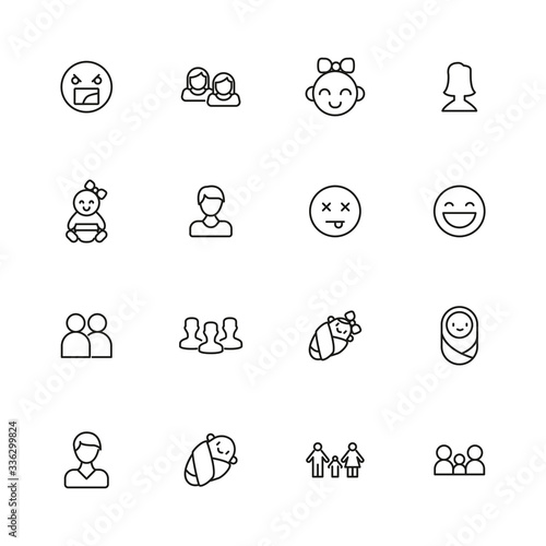 Simple set of human icons in trendy line style.