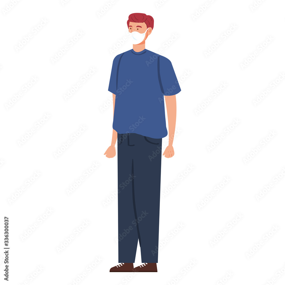 young man with face mask isolated icon vector illustration design young man with face mask isolated icon vector illustration design