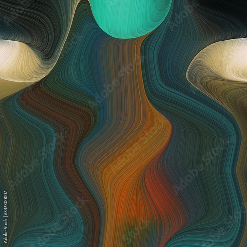 elegant square graphic background with dark slate gray, peru and light sea green color. elegant curvy swirl waves background illustration