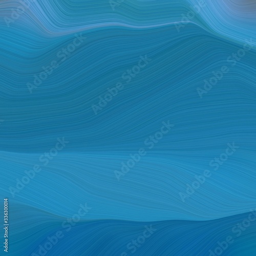 elegant square graphic with waves. modern curvy waves background design with teal blue, steel blue and corn flower blue color