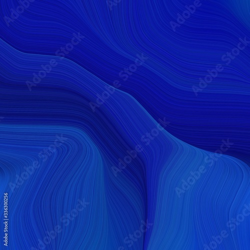 elegant square graphic with waves. contemporary waves illustration with dark blue, strong blue and midnight blue color © Eigens