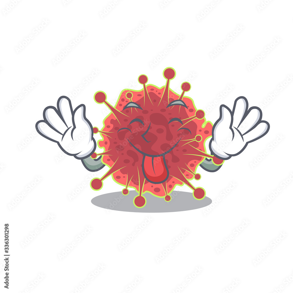 An amusing face coronaviridae cartoon design with tongue out An amusing face coronaviridae cartoon design with tongue out