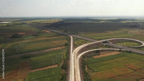 Aerial drone shot of an express highway photo