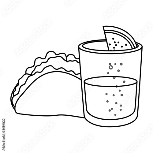Mexican taco and tequila shot design, Mexico culture tourism landmark latin and party theme Vector illustration
