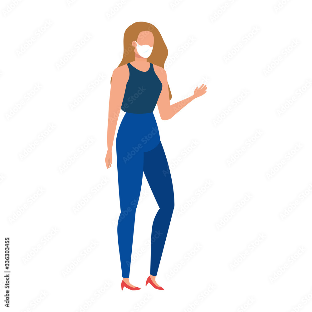 young woman with face mask isolated icon vector illustration design young woman with face mask isolated icon vector illustration design