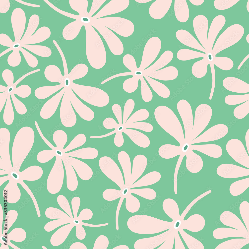 Tropical palm pattern. Seamless repeat vector foliage design background in green and pink. Tropical palm pattern. Seamless repeat vector foliage design background in green and pink.