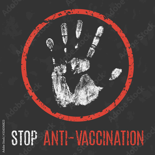 Vector. Social problems of humanity. Stop anti-vaccination.