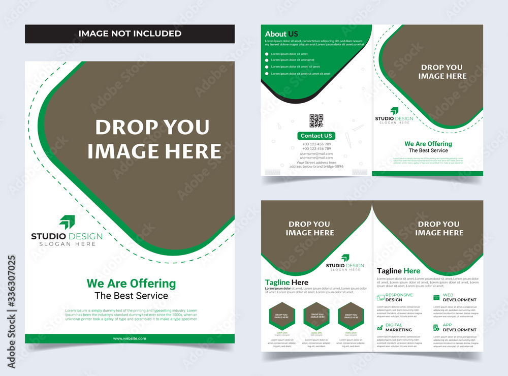 Green Corporate Bi fold Brochure Layout For Your business Green Corporate Bi fold Brochure Layout For Your business