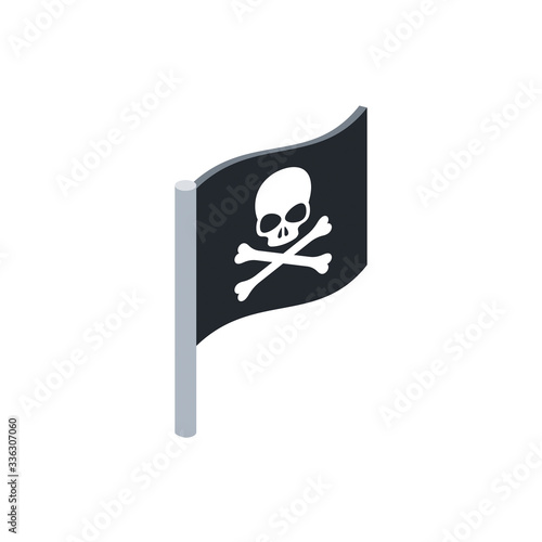 Jolly Roger. Vector 3d isometric, color web icon, new flat style. Creative illustration design, graphic idea for infographics.