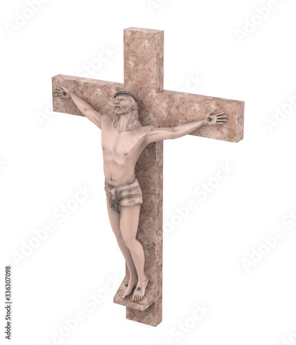Statue of the Crucifixion of Jesus Christ Isolated