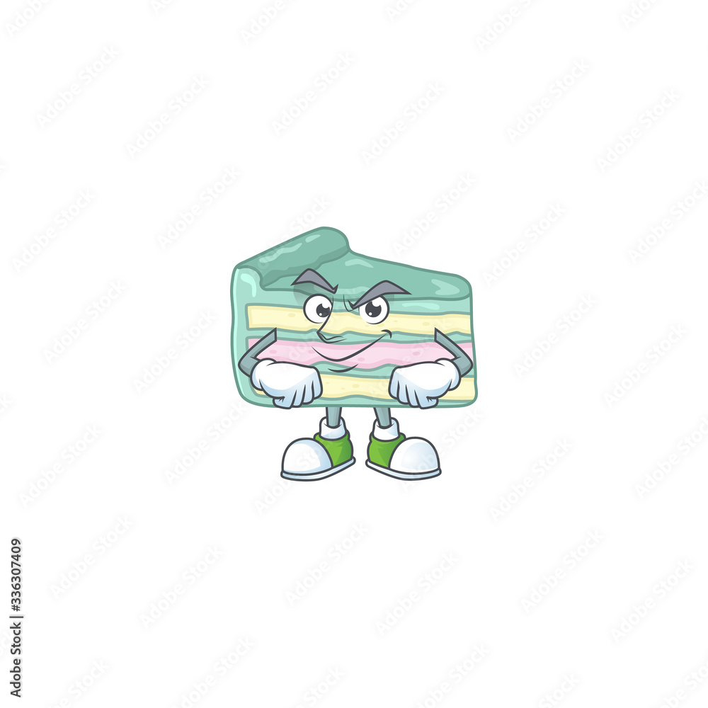 Vanilla slice cake mascot design style with grinning face Vanilla slice cake mascot design style with grinning face