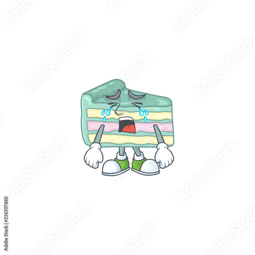 A weeping vanilla slice cake cartoon character concept