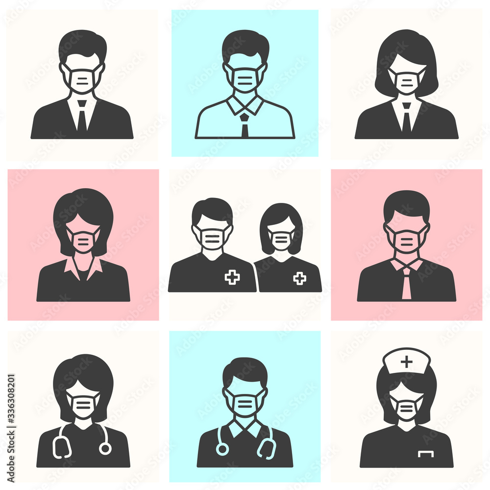 Doctor icon set. Illustrations isolated on white. Doctor icon set. Illustrations isolated on white.