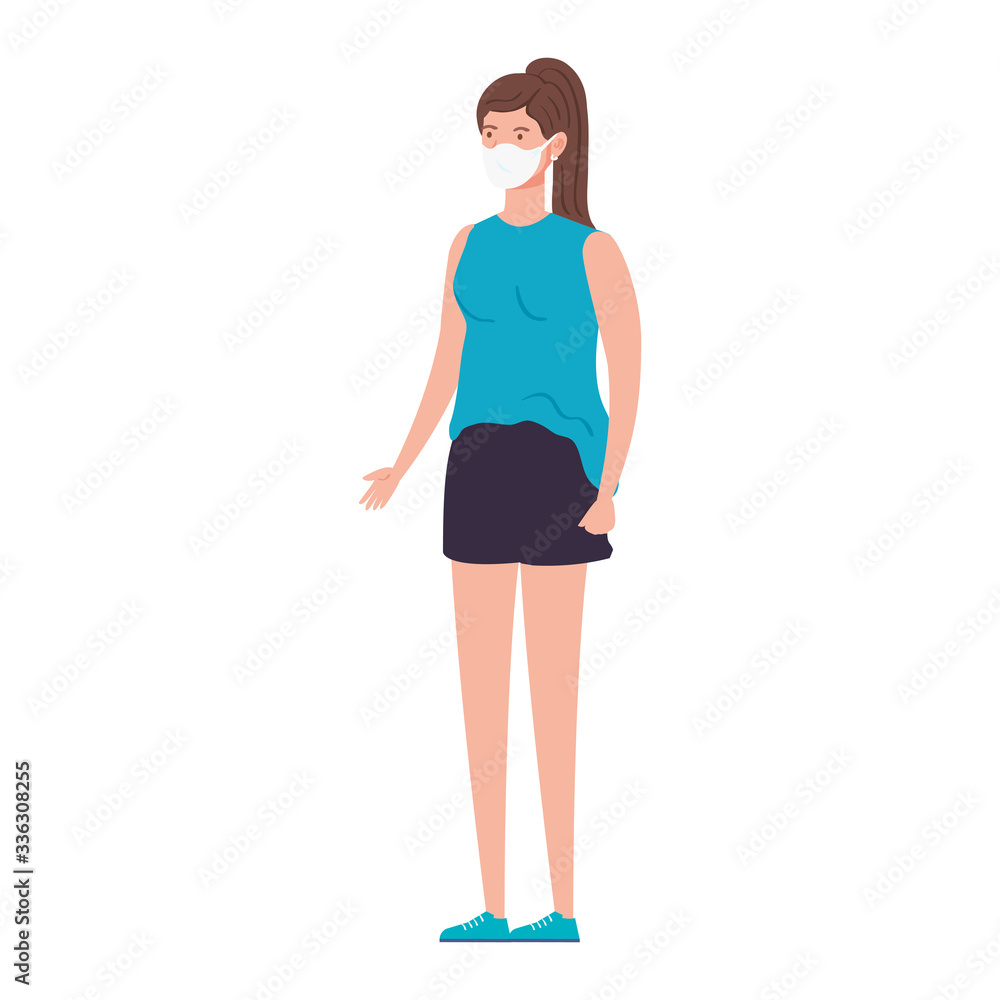 young woman with face mask isolated icon vector illustration design young woman with face mask isolated icon vector illustration design