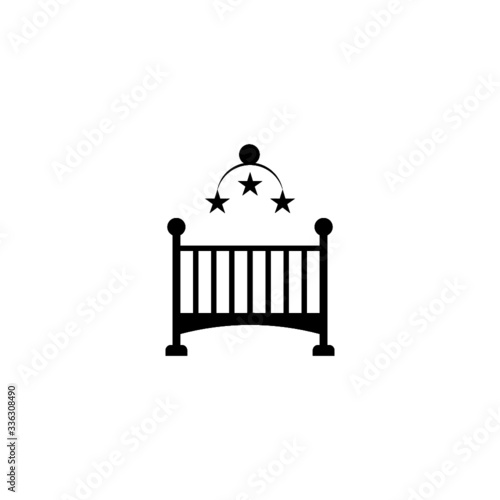 Baby crib cradle bed icon isolated on white background