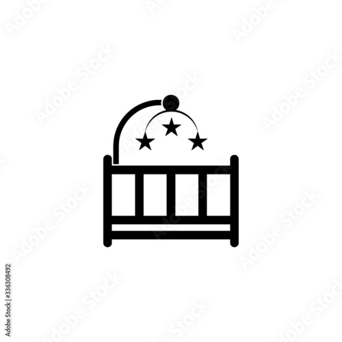 Baby crib cradle bed icon isolated on white background