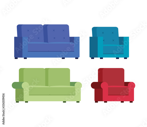 set of couches comfortable icons vector illustration design