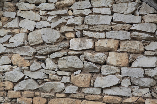 a wall made of stones. cobblestones with cement. masonry. construction