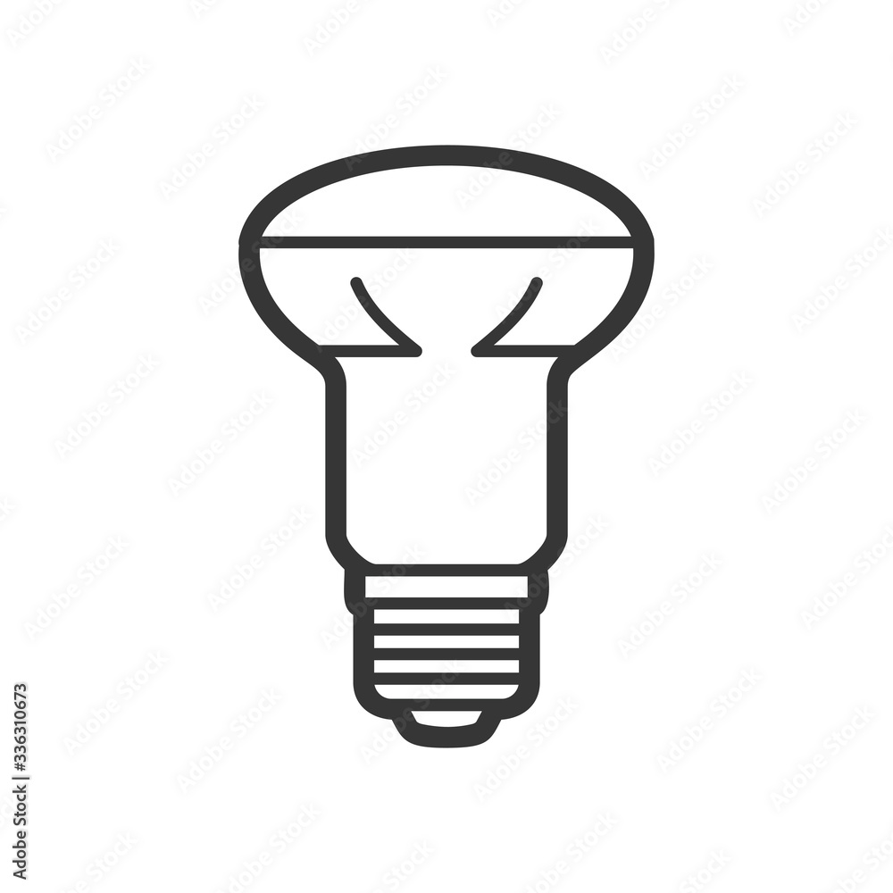 LED light lamp bulb vector outline icon, isolated on white background LED light lamp bulb vector outline icon, isolated on white background