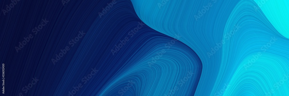 elegant dynamic header design with very dark blue, strong blue and dark turquoise colors. fluid curved flowing waves and curves