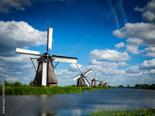 Fotografie, Obraz Windmills at Kinderdijk the Netherlands