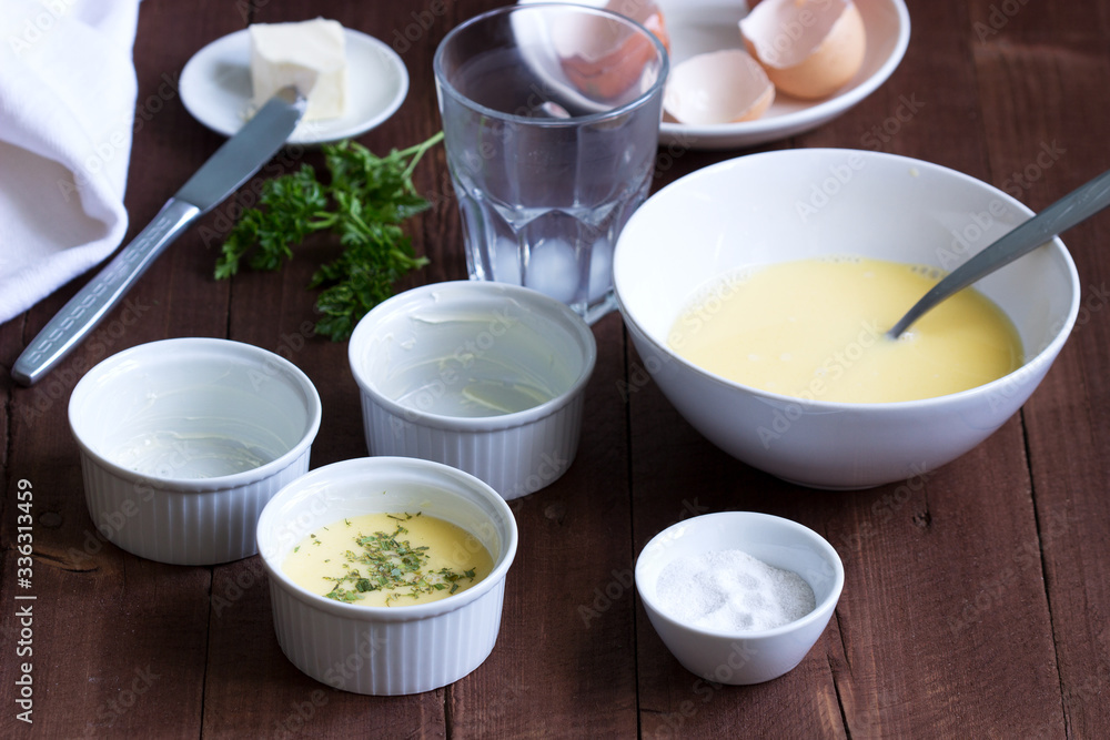Ingredients and accessories for making omelet. Rustic style. Ingredients and accessories for making omelet. Rustic style.