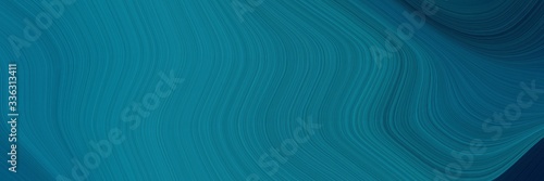 elegant artistic horizontal header with teal, very dark blue and teal green colors. fluid curved lines with dynamic flowing waves and curves